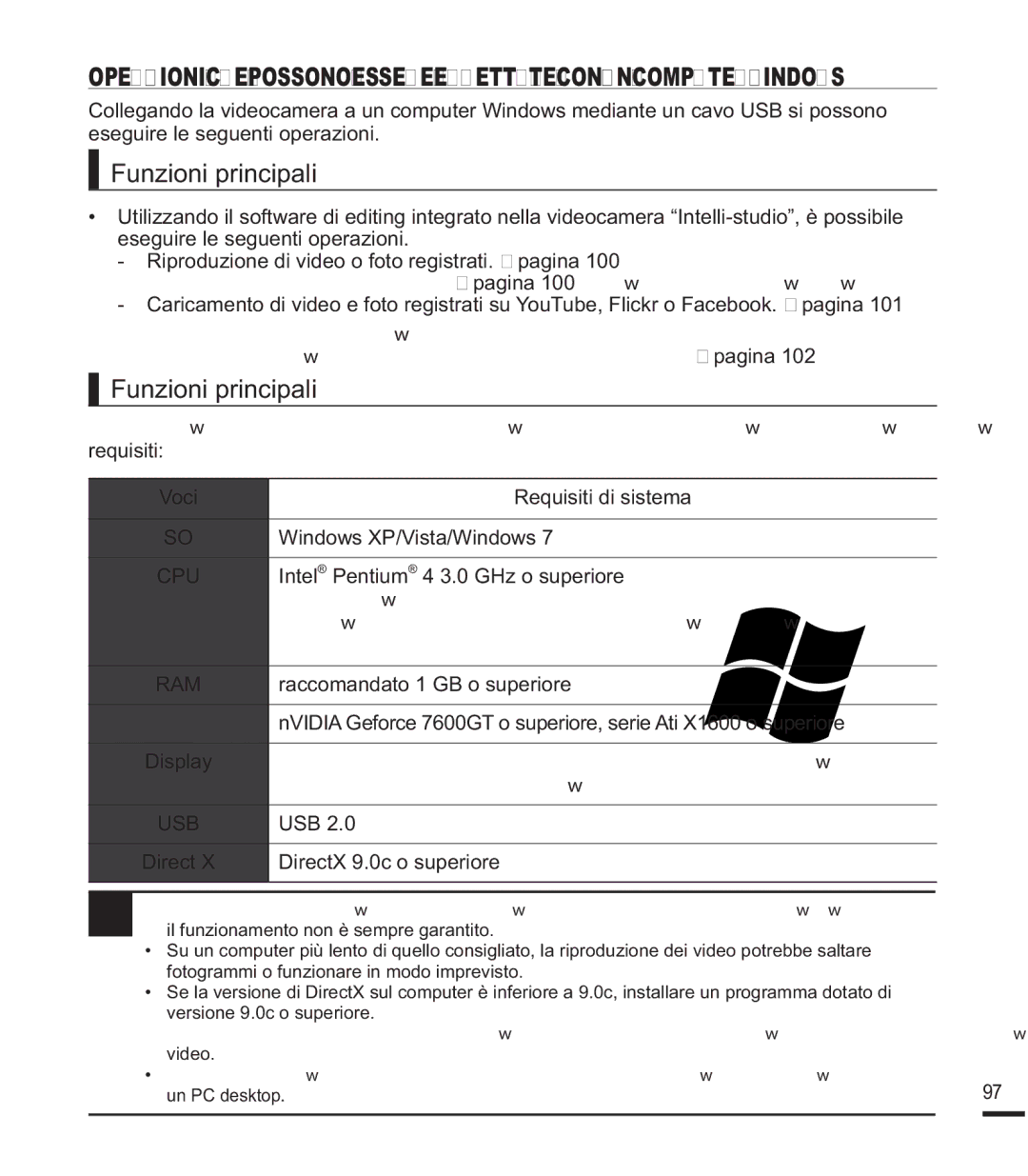 Samsung SMX-F43RP/EDC, SMX-F40SP/EDC, SMX-K40SP/EDC, SMX-F40LP/EDC manual Funzioni principali, Cpu, Ram, FroruhDElw, Usb 