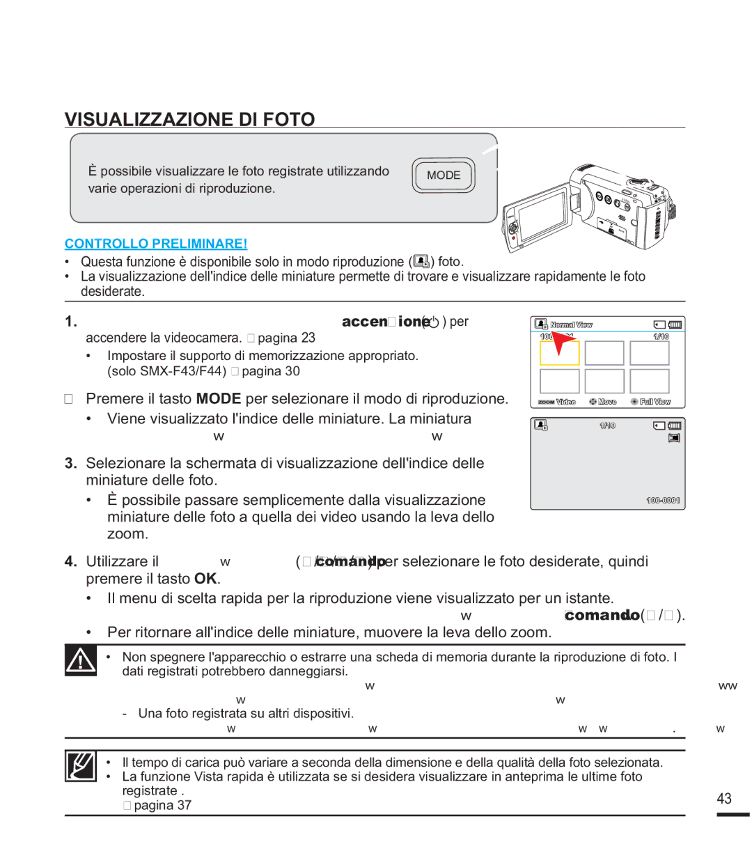 Samsung SMX-F44BP/EDC, SMX-F40SP/EDC manual 68$/,==$=,21,272, Possibile visualizzare le foto registrate utilizzando 