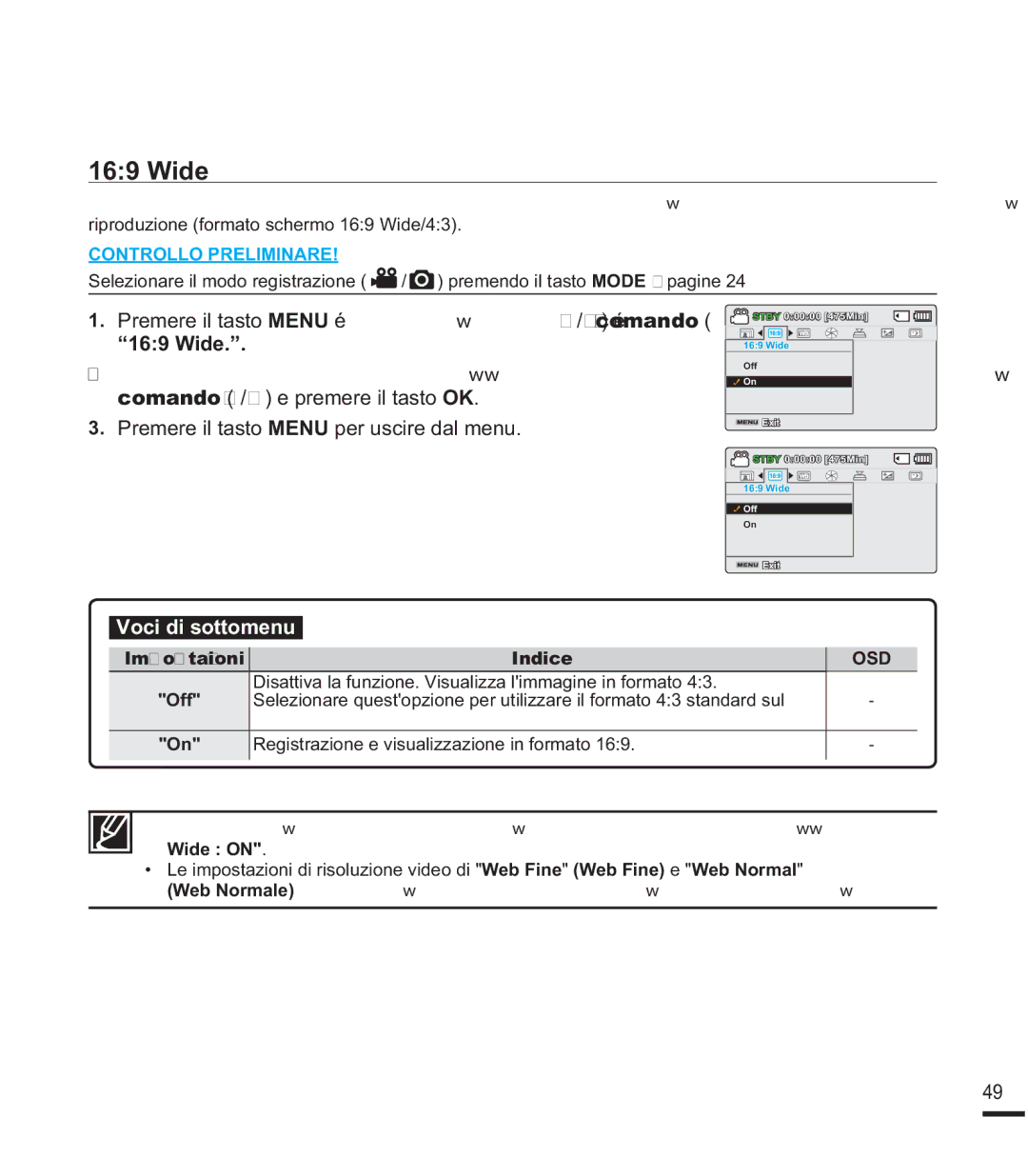 Samsung SMX-F44LP/HAC Lgh, ³LGH´, Impostazioni Indice, Glvsod\, Registrazione e visualizzazione in formato 