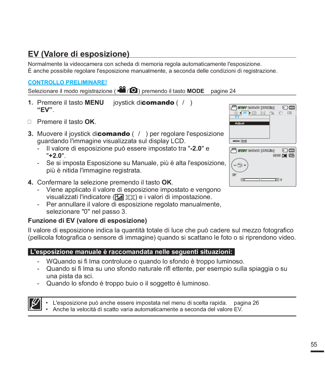 Samsung SMX-F40BP/EDC, SMX-F40SP/EDC 9DORUHGLHVSRVLLRQH, ³9´, Premere il tasto, XQLRQHGL9YDORUHGLHVSRVLLRQH 