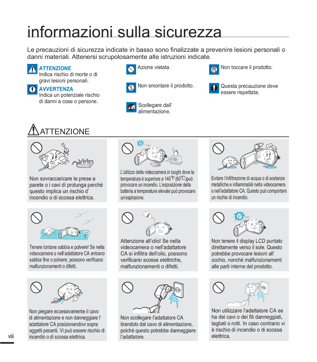 Samsung SMX-F43SP/EDC, SMX-F40SP/EDC, SMX-K40SP/EDC, SMX-F40LP/EDC, SMX-F44BP/EDC, SMX-F40RP/EDC Informazioni sulla sicurezza 