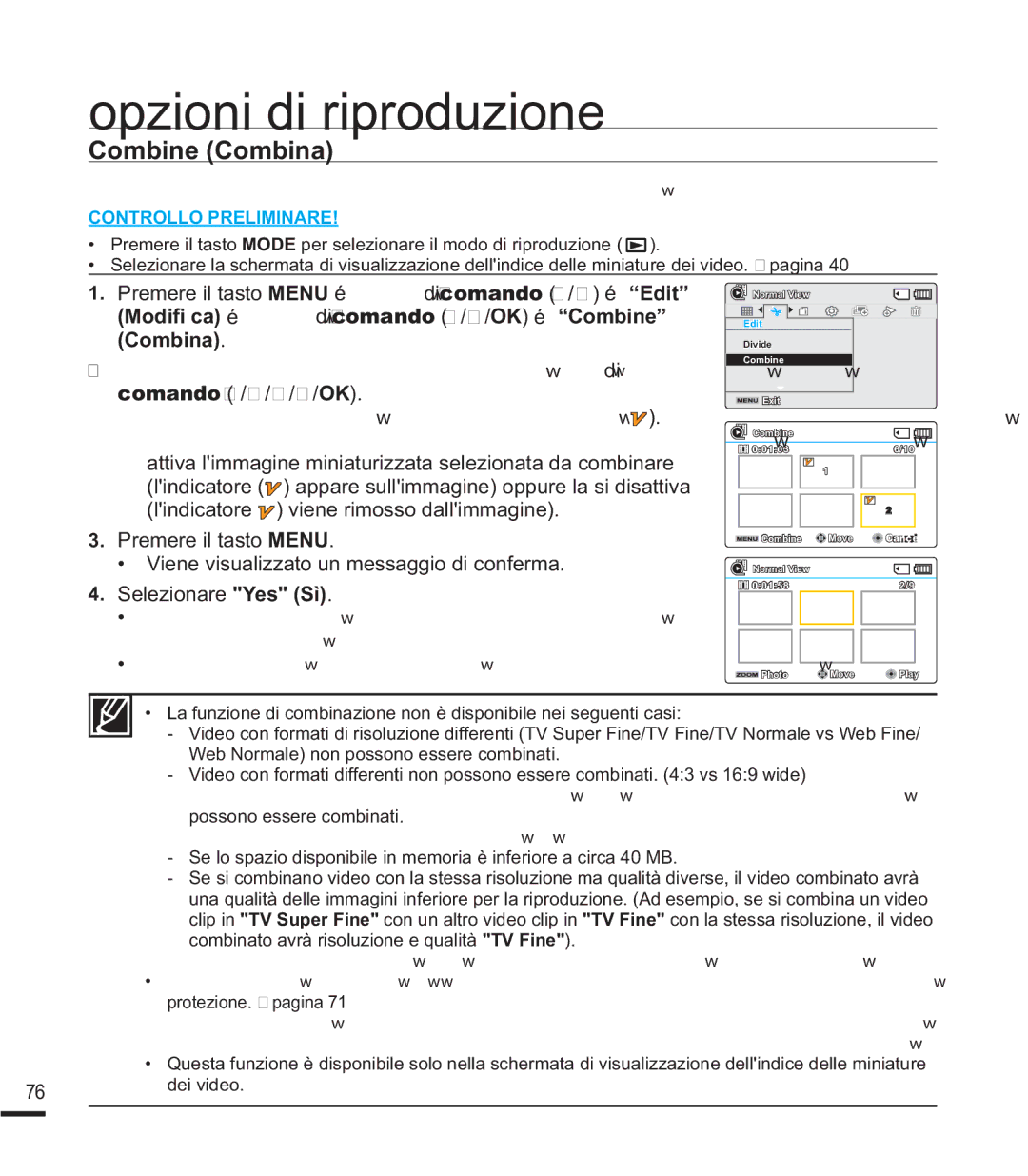 Samsung SMX-K40BP/EDC Rpelqh&Rpelqd, SrvvlelohFrpelqduhGxh¿OpdwlGlyhuvl, Frph¿Opdwr, Protezione. ¬pagina 