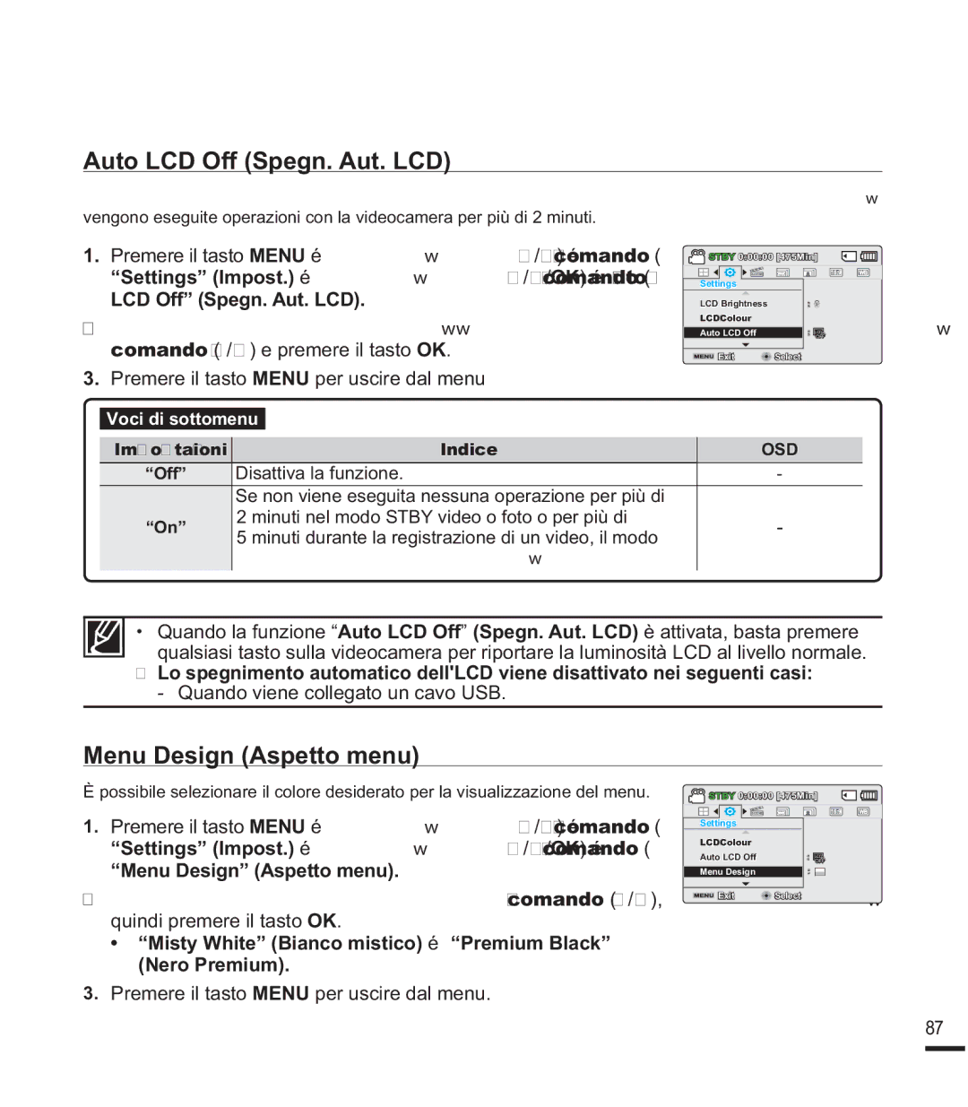 Samsung SMX-F43RP/EDC manual $XWR/&2II6SHJQ$XW/&, 0HQXHVLJQ$VSHWWRPHQX, Quando viene collegato un cavo USB 