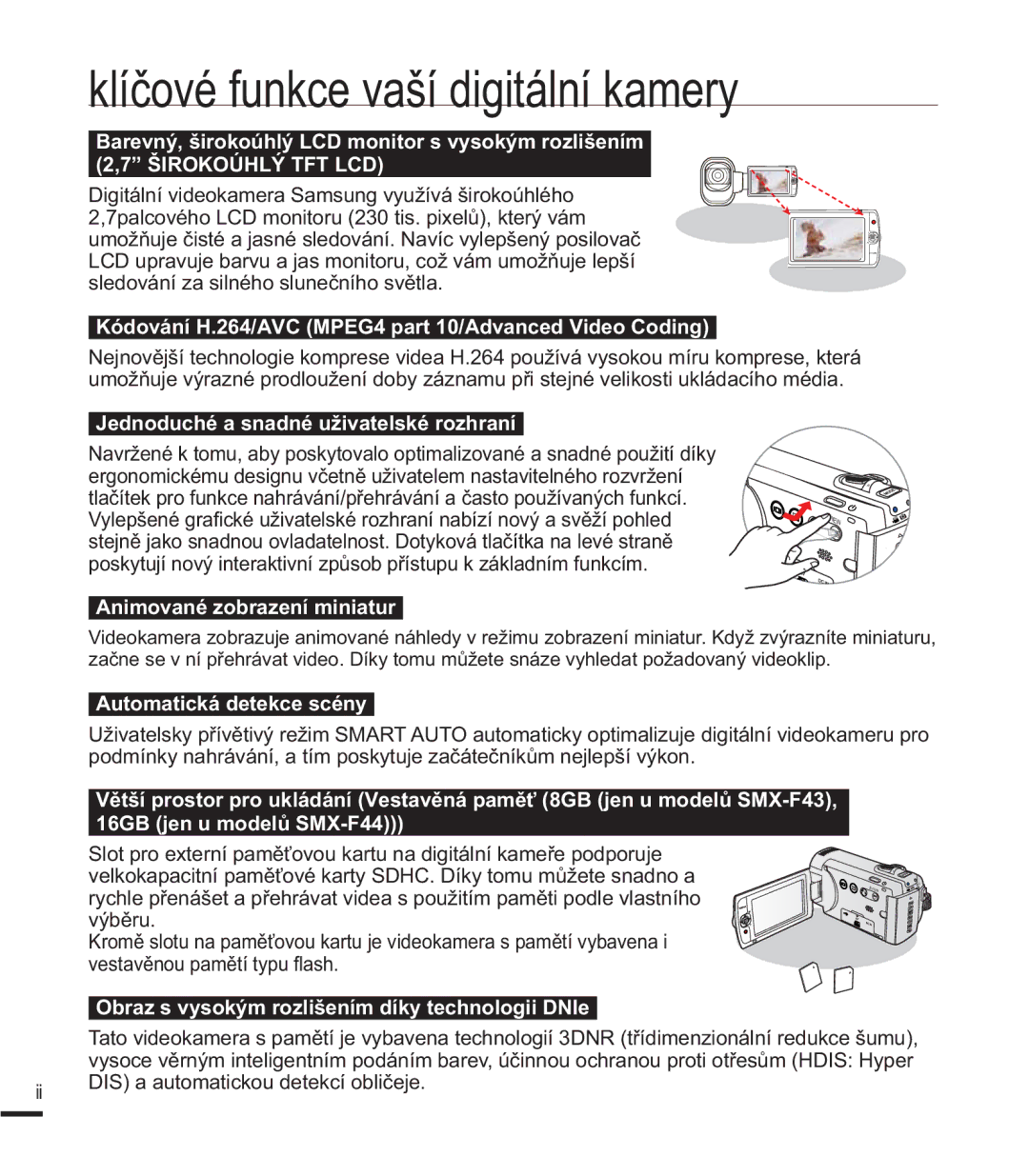 Samsung SMX-F40LP/EDC, SMX-F40SP/EDC manual YêEČUX, YHVWDYČQRXSDPČWtW\SXÀDVK, LL ,6DDXWRPDWLFNRXGHWHNFtREOLþHMH 