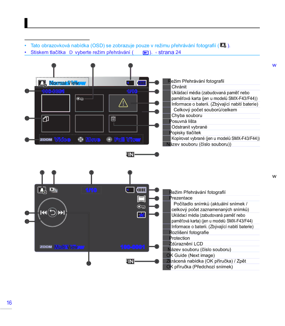 Samsung SMX-F40LP/EDC, SMX-F40SP/EDC, SMX-K40SP/EDC, SMX-F44SP/EDC manual 5HåLP3ĜHKUiYiQtIRWRJUD¿t, =REUDHQtQiKOHGĤ 