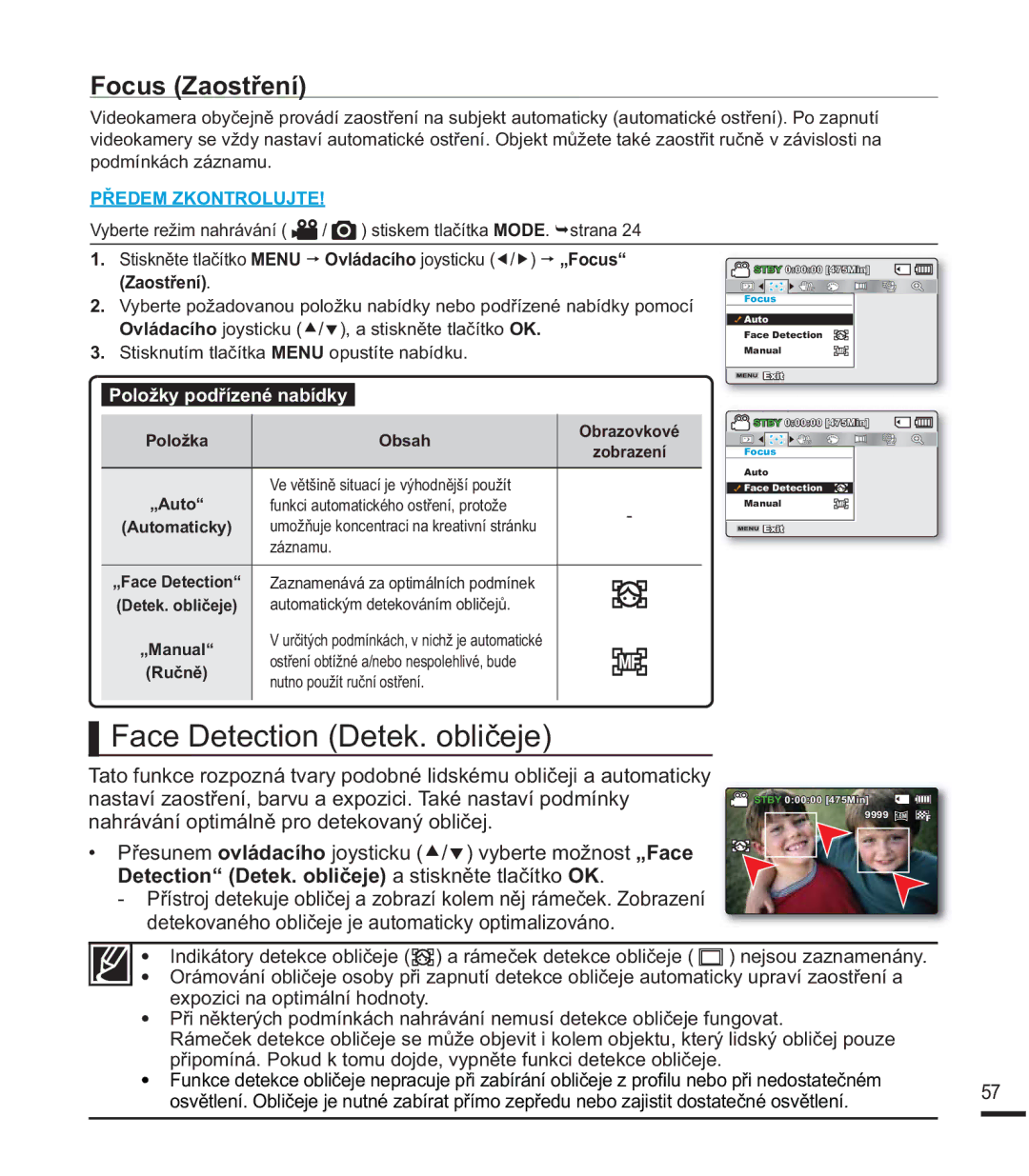 Samsung SMX-F44SP/EDC manual RFXV=DRVWĜHQt, DFHHWHFWLRQHWHNREOLþHMH, QDKUiYiQtRSWLPiOQČSURGHWHNRYDQêREOLþHM 