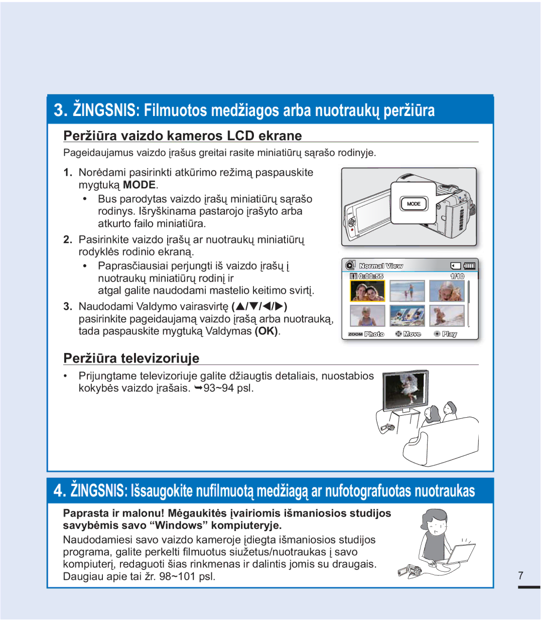 Samsung SMX-K40BP/XEB manual 3HUåLǌUDYDLGRNDPHURV/&HNUDQH, 3HUåLǌUDWHOHYLRULXMH, QXRWUDXNǐPLQLDWLǌUǐURGLQƳLU 