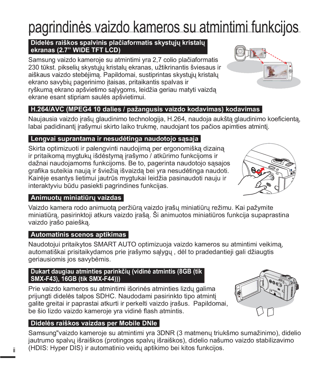 Samsung SMX-K40BP/XEB, SMX-F44BP/EDC manual LQWHUDNW\YLXEǌGXSDVLHNWLSDJULQGLQHVIXQNFLMDV, YDLGRƳUDãRSDLHãNą 