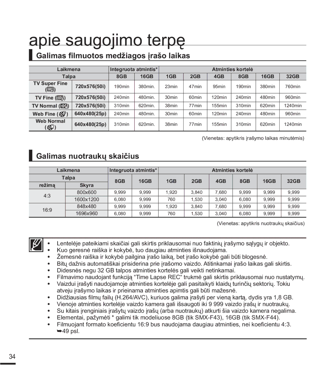 Samsung SMX-K40BP/XEB manual DOLPDV¿OPXRWRVPHGåLDJRVƳUDãRODLNDV, DOLPDVQXRWUDXNǐVNDLþLXV, *% *% *% *% 