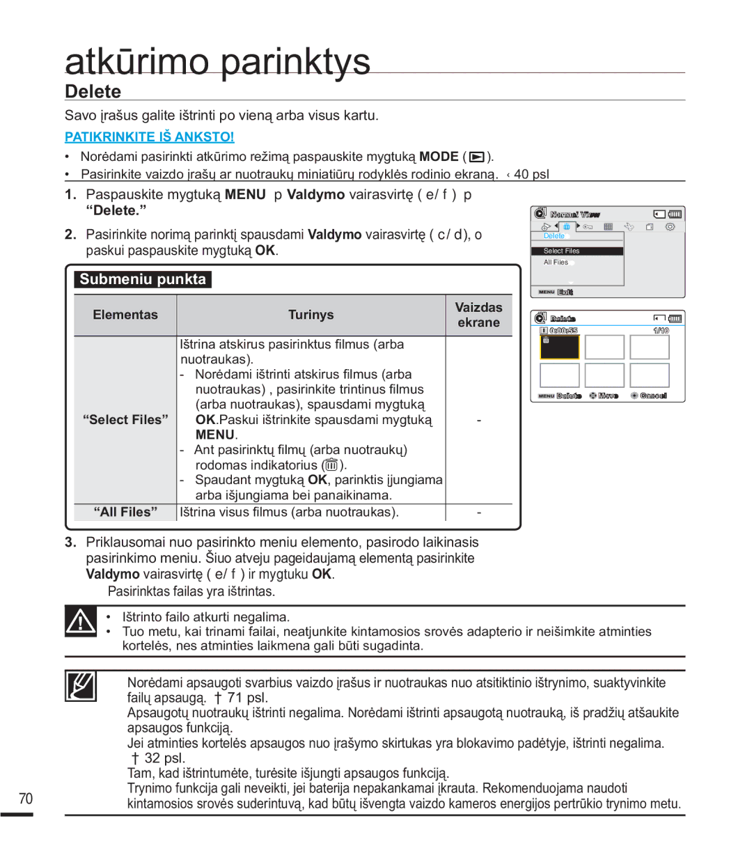 Samsung SMX-K40BP/XEB Hohwh, 6DYRƳUDãXVJDOLWHLãWULQWLSRYLHQąDUEDYLVXVNDUWX, 3DVLULQNWDVIDLODV\UDLãWULQWDV 