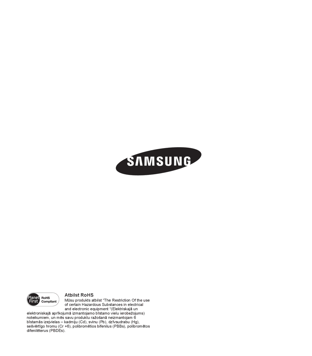 Samsung SMX-F44BP/EDC, SMX-F40BP/XEB, SMX-K40BP/XEB manual Atbilst RoHS 