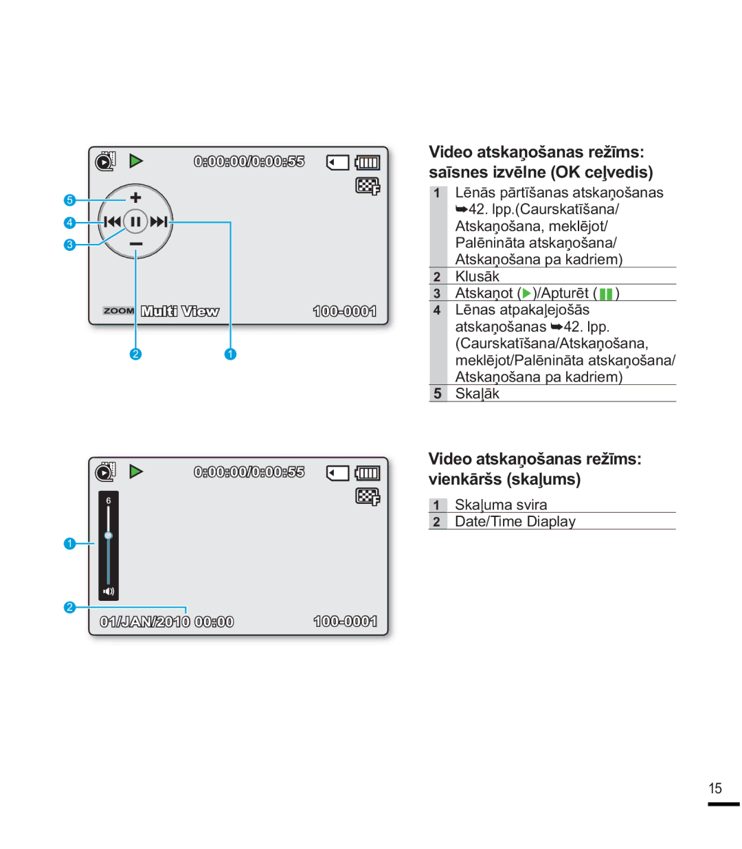 Samsung SMX-F40BP/XEB manual 9LGHRDWVNDƼRãDQDVUHåƯPV VDƯVQHVLYƝOQH2.FHƺYHGLV, Oxvɨn, 6NDƺXPDVYLUD, DWH7LPHLDSOD 