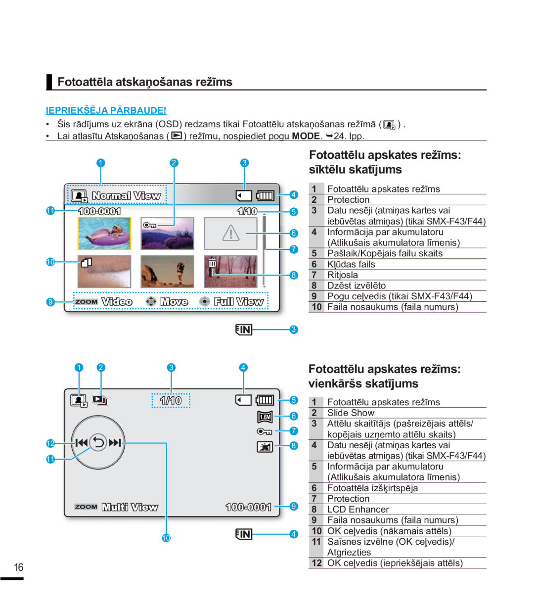 Samsung SMX-K40BP/XEB, SMX-F44BP/EDC manual RWRDWWƝODDWVNDƼRãDQDVUHåƯPV, RWRDWWƝOXDSVNDWHVUHåƯPV YLHQNƗUãVVNDWƯMXPV 