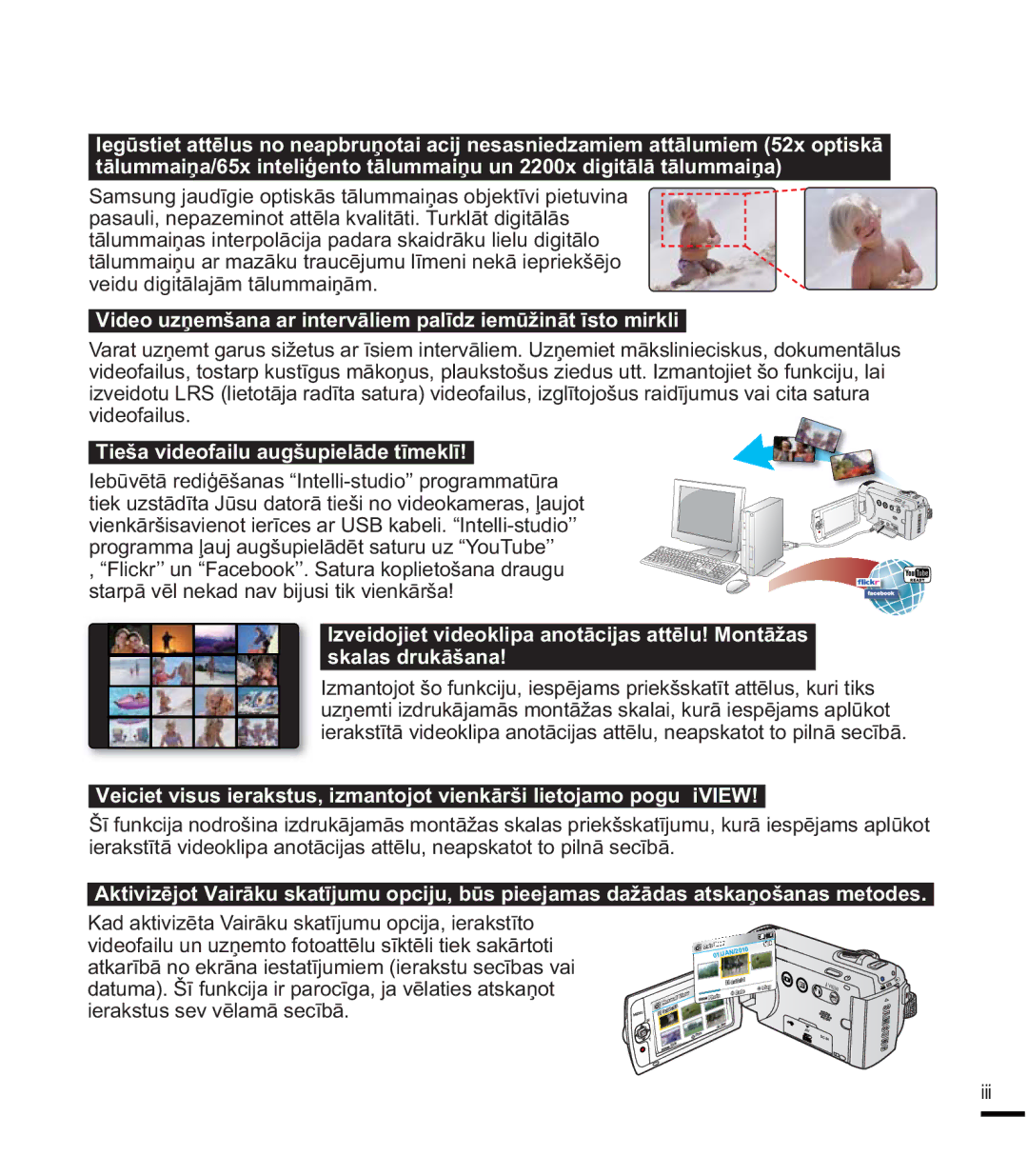 Samsung SMX-F44BP/EDC manual WƗOXPPDLƼXDUPDƗNXWUDXFƝMXPXOƯPHQLQHNƗLHSULHNãƝMR, YhlgxGljlwɨodmɨpWɨoxppdlƽɨp, Iii 