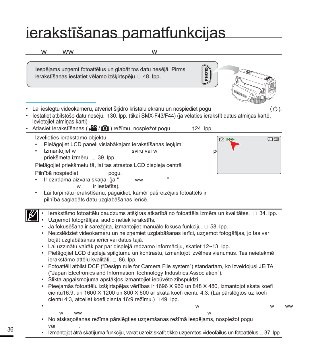 Samsung SMX-F40BP/XEB manual RWRDWWƝOXLHUDNVWƯãDQD, LhylhwrmlhwDwplƽdvNduwl,  ,YɲolhwlhvLhudnvwɨprRemhnwx 