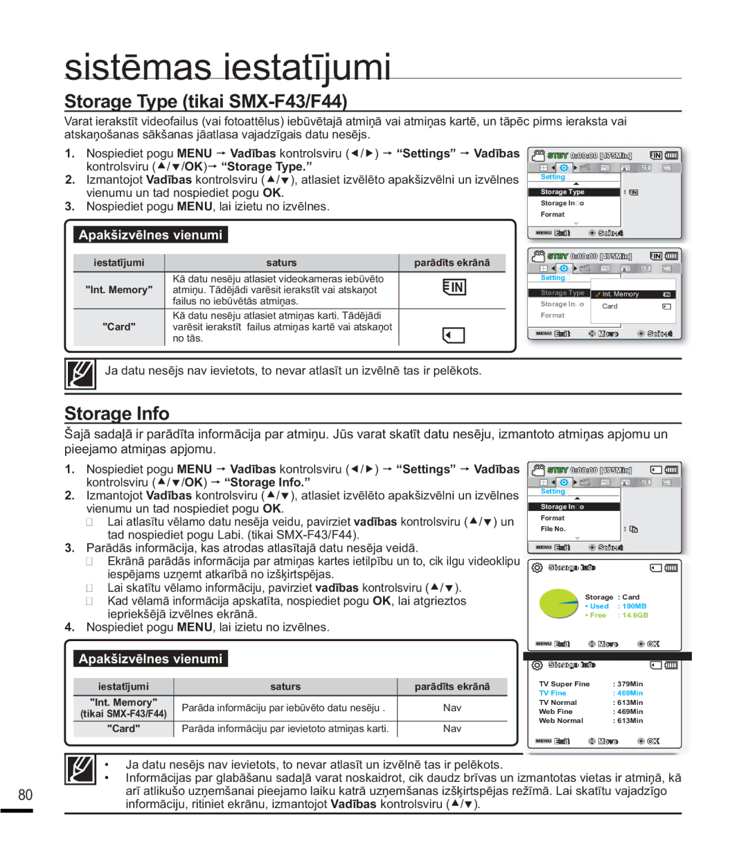 Samsung SMX-F44BP/EDC manual 6WRUDJH7\SHWLNDL60, 6WRUDJH,QIR,  1RVSLHGLHWSRJX018ODLLLHWXQRLYƝOQHV 