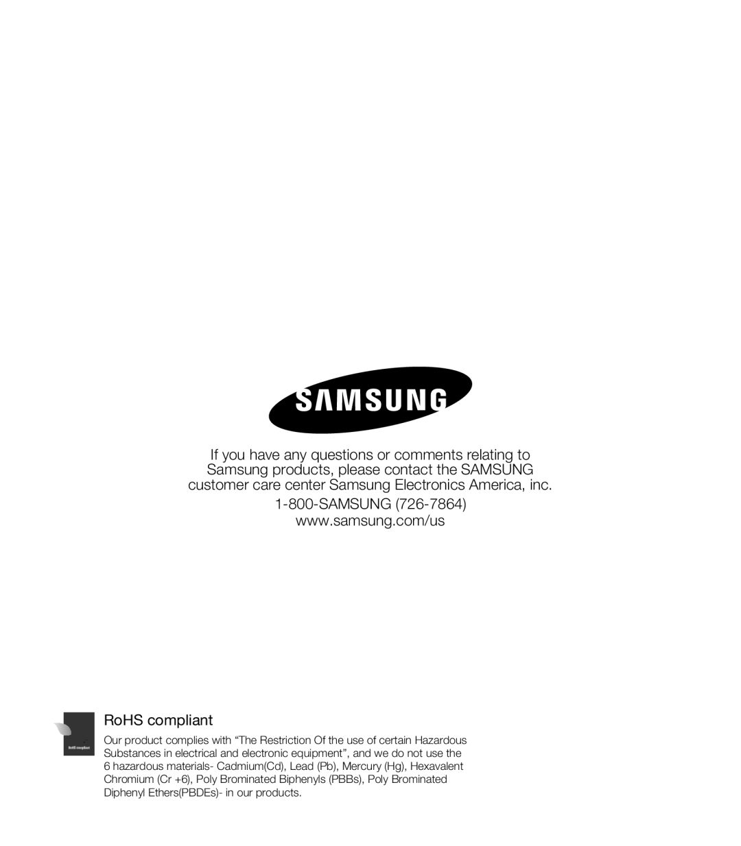 Samsung SMX-F400BN, SMX-F44SN, SMX-F43LN, SMX-F40RN, SMX-F43SN, SMX-F400LN, SMX-F44RN, SMX-F40LN Samsung, RoHS compliant 