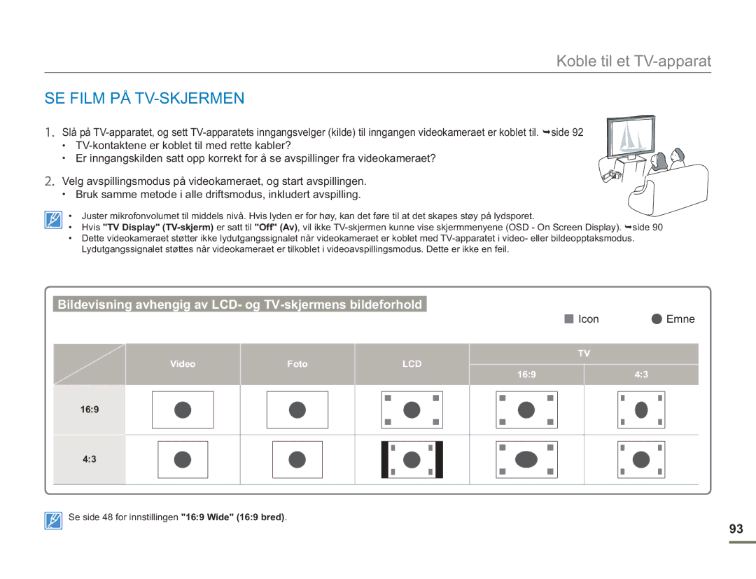 Samsung SMX-F50RP/EDC, SMX-F50BP/EDC, SMX-F50SP/EDC manual SE Film PÅ TV-SKJERMEN, Icon Emne, Video Foto, 169 