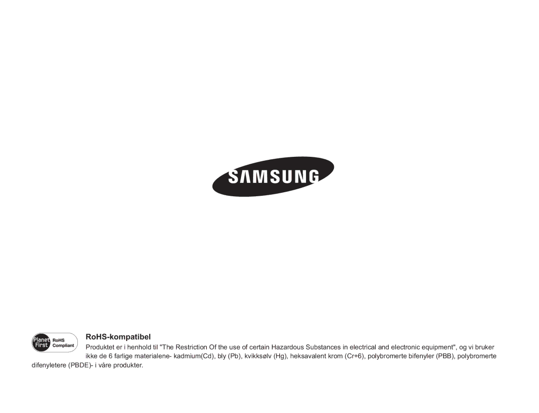 Samsung SMX-F50RP/EDC, SMX-F50BP/EDC, SMX-F50SP/EDC manual RoHS-kompatibel 