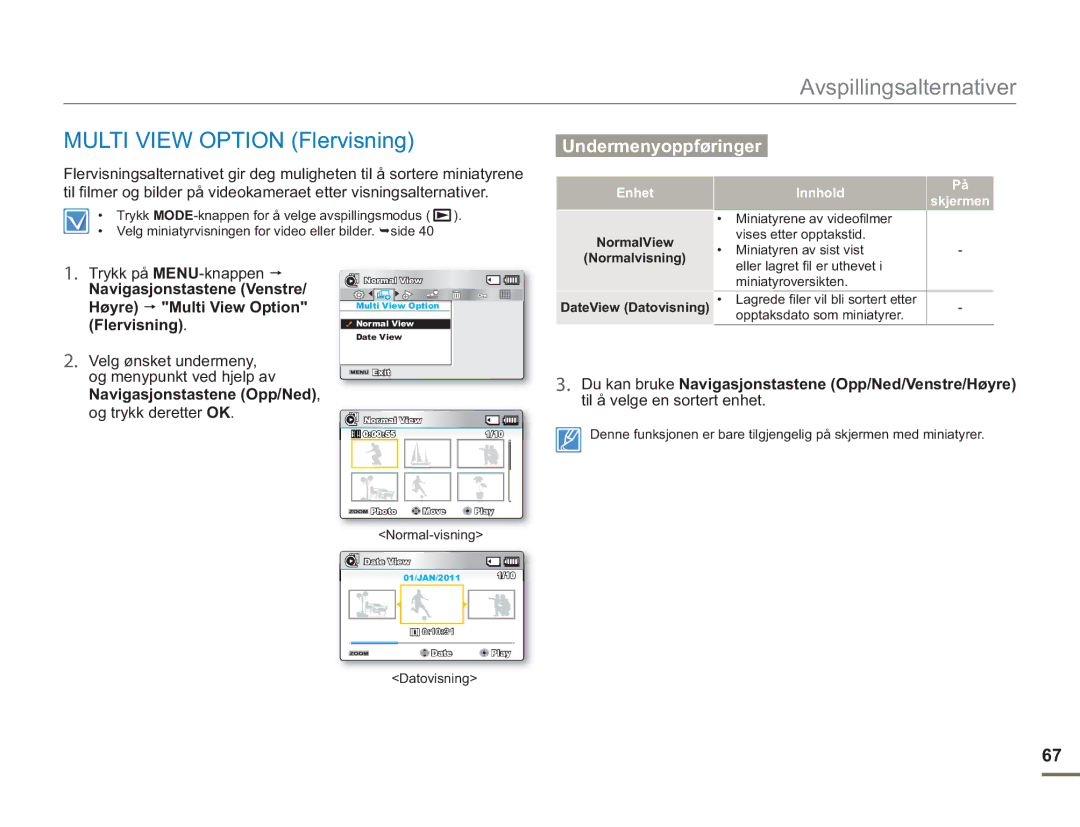 Samsung SMX-F50SP/EDC, SMX-F50BP/EDC, SMX-F50RP/EDC manual Multi View Option Flervisning 