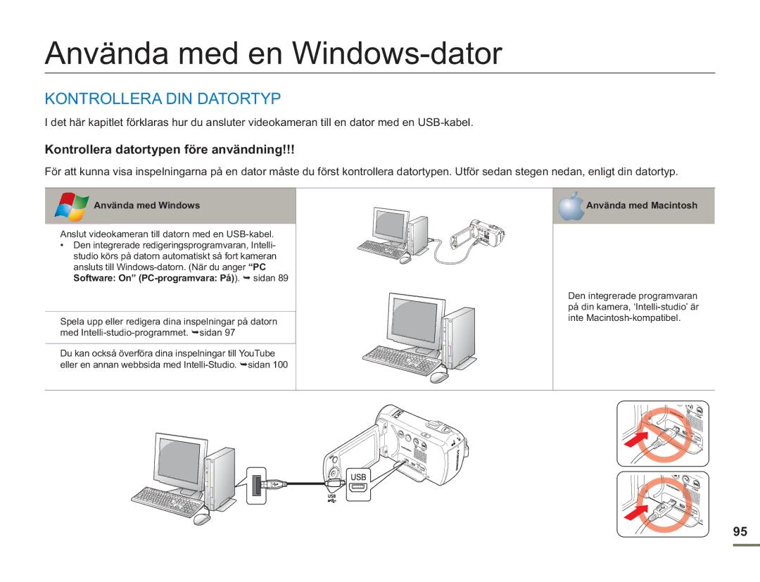 Samsung SMX-F50BP/EDC manual Använda med en Windows-dator, Kontrollera DIN Datortyp, Kontrollera datortypen före användning 