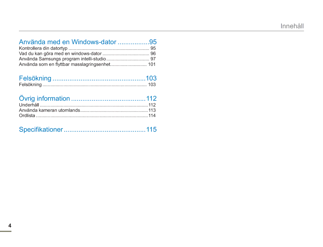 Samsung SMX-F50SP/EDC, SMX-F50BP/EDC, SMX-F50RP/EDC manual Använda med en Windows-dator, 103, 112, 115 