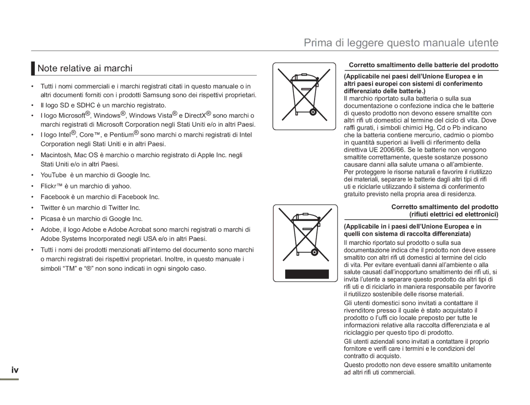 Samsung SMX-F500BP/EDC, SMX-F50BP/EDC, SMX-F54BP/EDC, SMX-F50RP/EDC, SMX-F500XP/EDC Prima di leggere questo manuale utente 