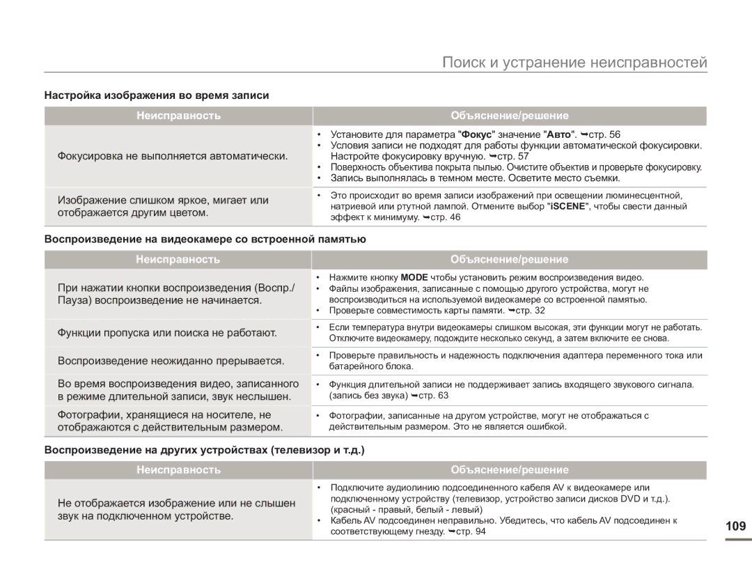 Samsung SMX-F53BP/XER 109, Настройка изображения во время записи, Запись выполнялась в темном месте. Осветите место съемки 