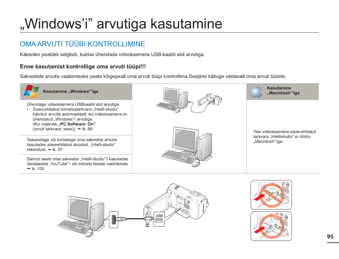 Samsung SMX-F50BP/EDC, SMX-F54BP/EDC manual „Windows’i arvutiga kasutamine, OMA Arvuti Tüübi Kontrollimine 