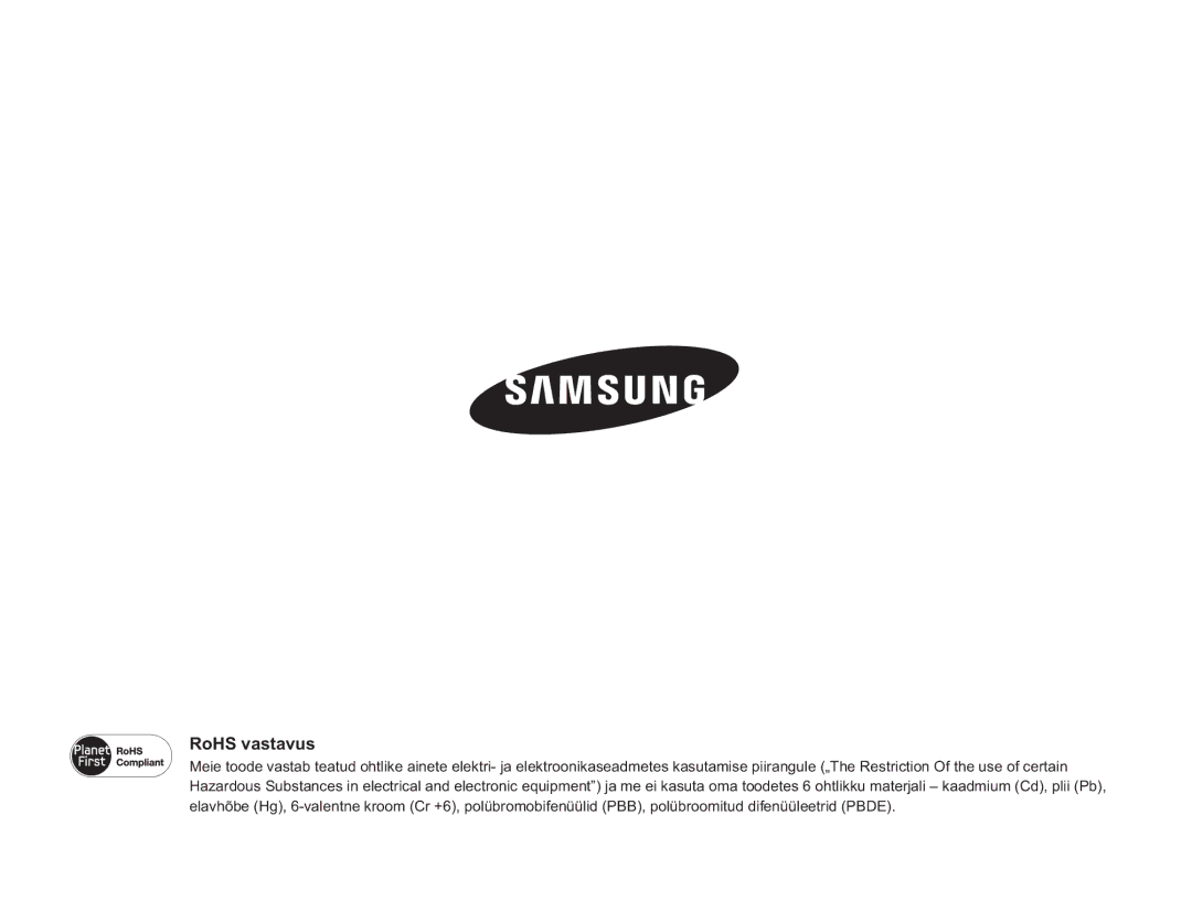 Samsung SMX-F50BP/EDC, SMX-F54BP/EDC manual RoHS vastavus 