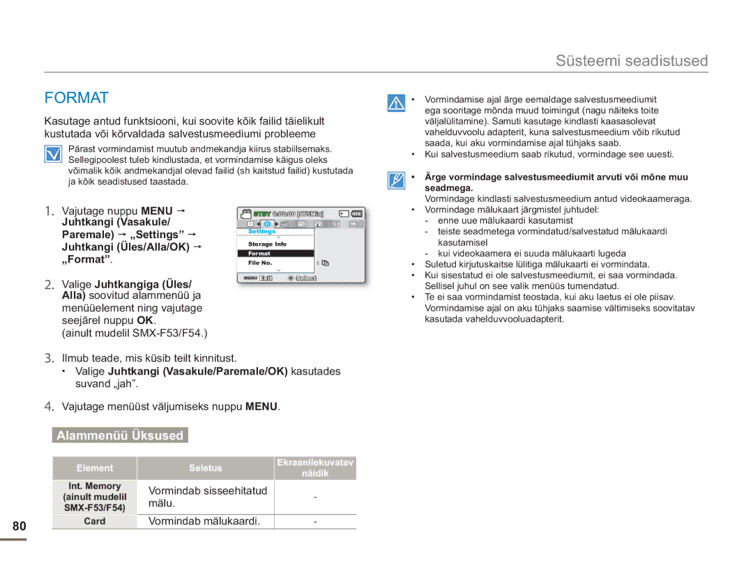 Samsung SMX-F54BP/EDC, SMX-F50BP/EDC manual Format 