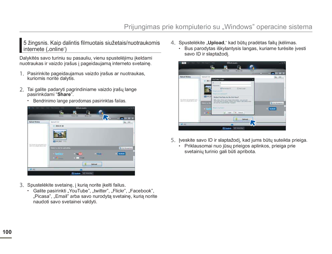 Samsung SMX-F54BP/EDC, SMX-F50BP/EDC manual Internete „online, 100, Savo ID ir slaptažodį 