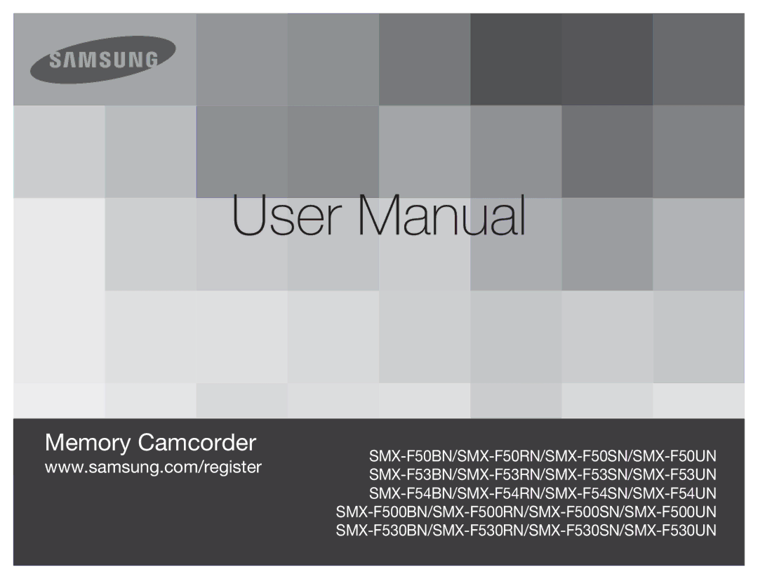 Samsung SMX-F50BN/SMX-F50RN/SMX-F50SN/SMX-F50UN, SMX-F530BN/SMX-F530RN/SMX-F530SN/SMX-F530UN user manual Memory Camcorder 