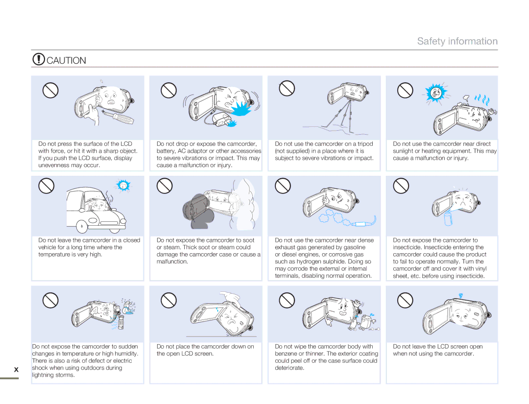 Samsung SMX-F530BN/SMX-F530RN/SMX-F530SN/SMX-F530UN, SMX-F50BN/SMX-F50RN/SMX-F50SN/SMX-F50UN user manual Safety information 