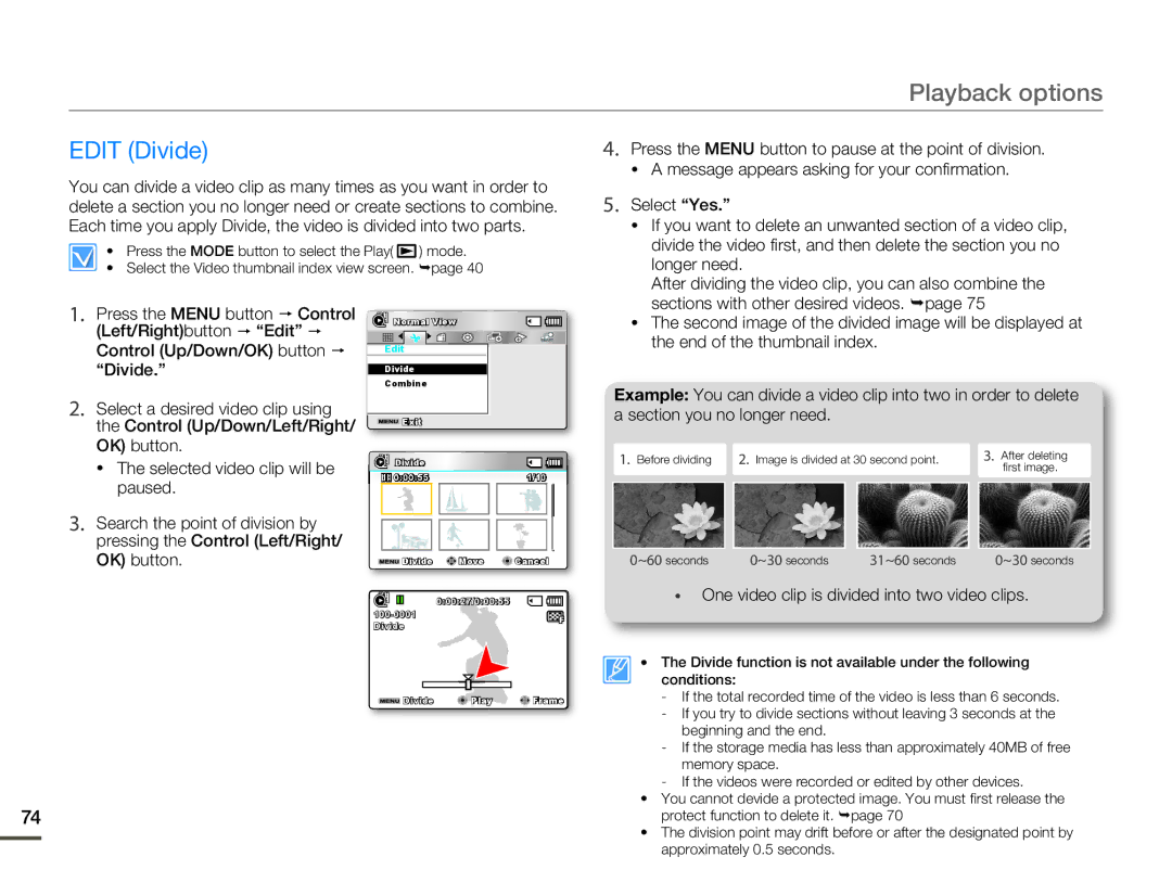 Samsung SMX-F54BN/SMX-F54RN/SMX-F54SN/SMX-F54UN, SMX-F530BN/SMX-F530RN/SMX-F530SN/SMX-F530UN user manual Edit Divide 