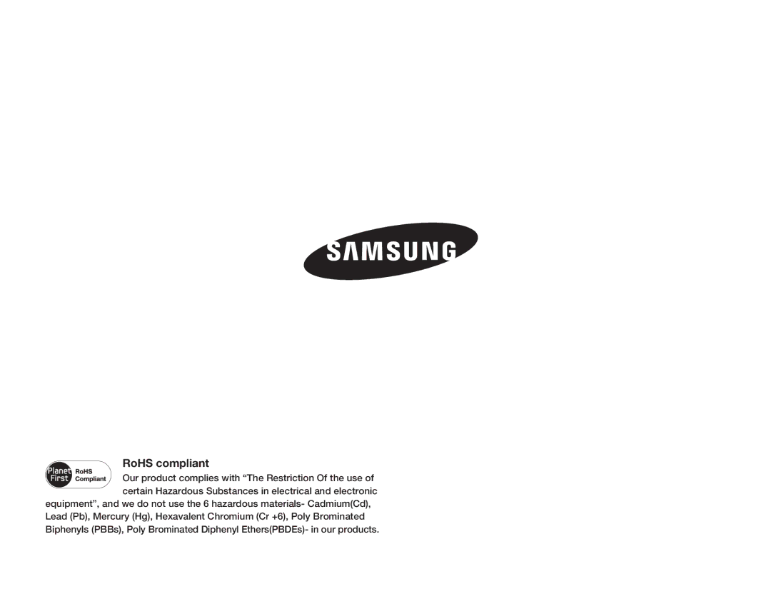 Samsung SMX-F54BP/XIL, SMX-F54RP/MEA, SMX-F50BP/EDC, SMX-F54BP/EDC, SMX-F50RP/EDC, SMX-F54SP/MEA, SMX-F500XP/EDC RoHS compliant 