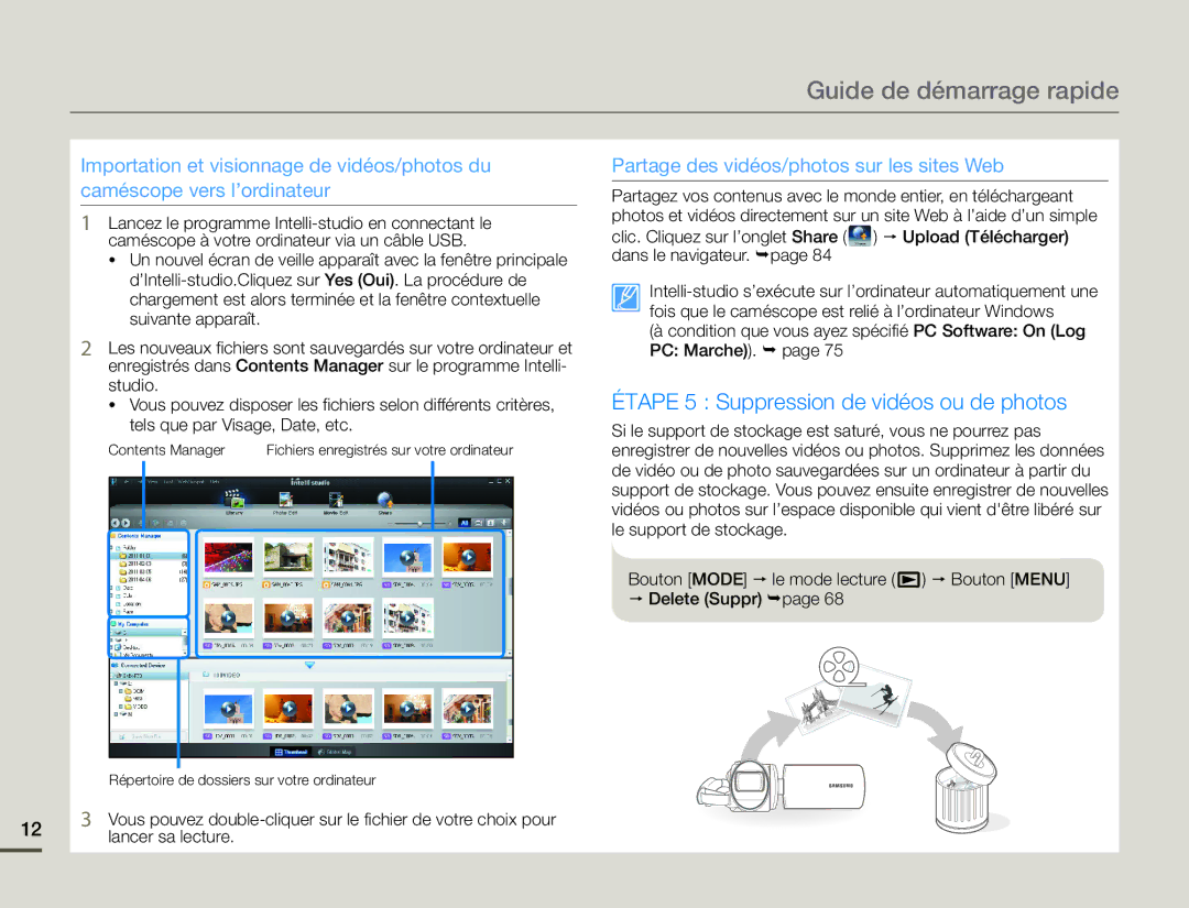 Samsung SMX-F70BP/EDC, SMX-F700BP/EDC manual Partage des vidéos/photos sur les sites Web, Lancer sa lecture 