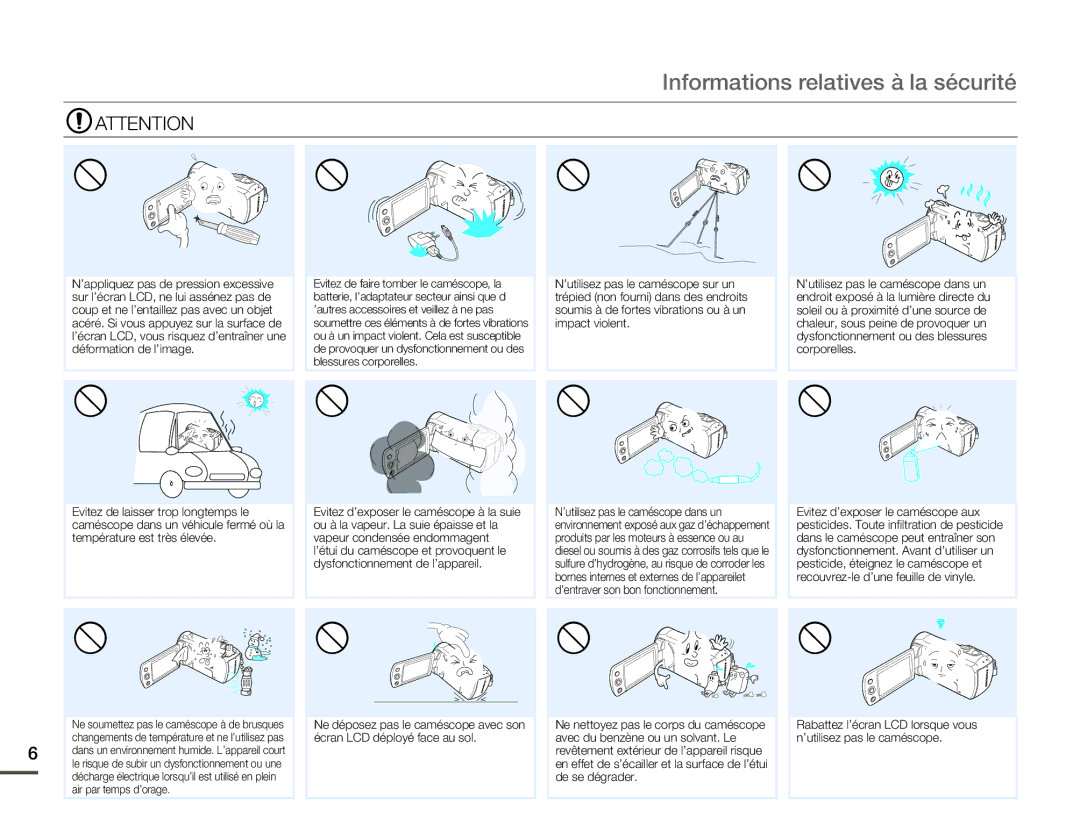 Samsung SMX-F70BP/EDC, SMX-F700BP/EDC manual Informations relatives à la sécurité 