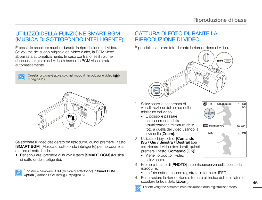 Samsung SMX-F70SP/EDC, SMX-F70BP/EDC manual Cattura DI Foto Durante LA Riproduzione DI Video 