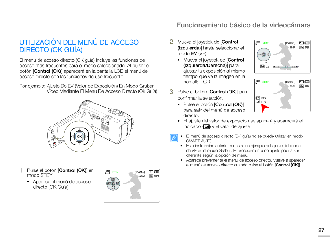 Samsung SMX-F70BP/EDC Utilización DEL Menú DE Acceso Directo OK Guía, Vídeo Mediante El Menú De Acceso Directo Ok Guía 