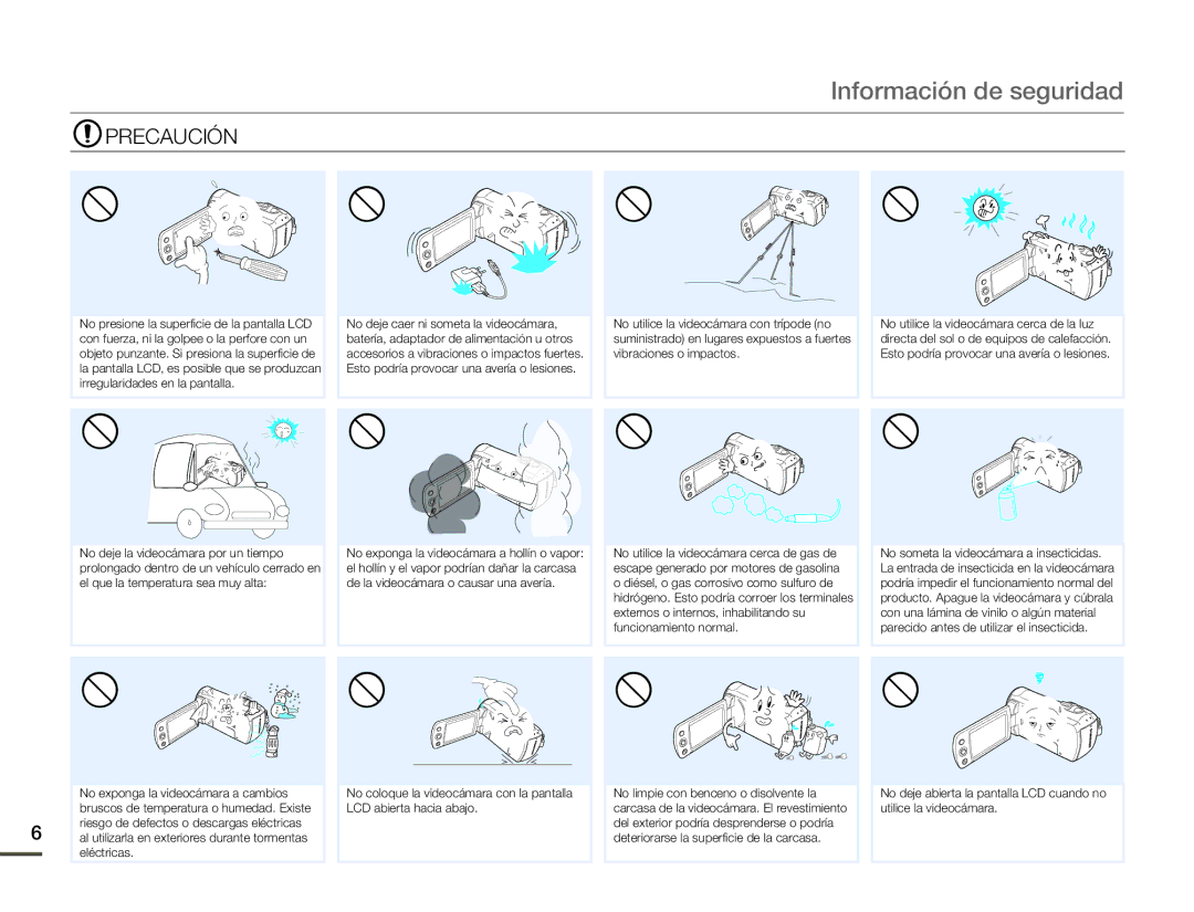 Samsung SMX-F70BP/EDC manual Precaución 