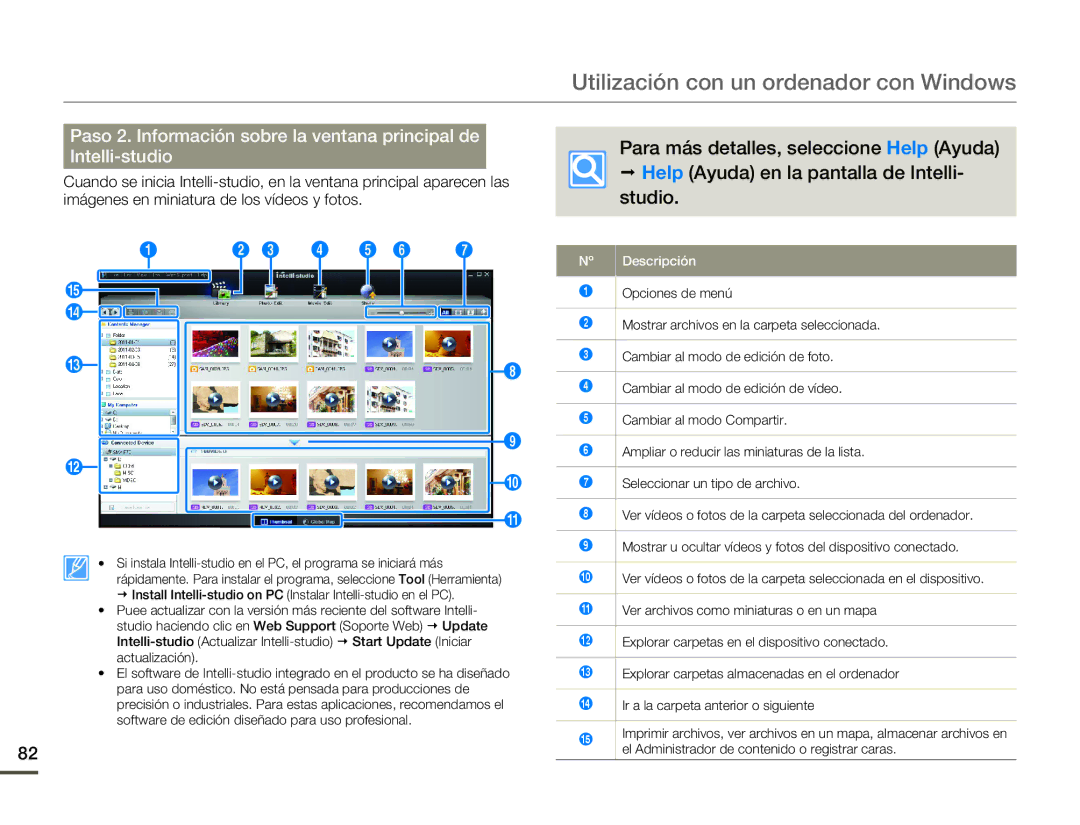 Samsung SMX-F70BP/EDC manual Descripción, Ir a la carpeta anterior o siguiente 