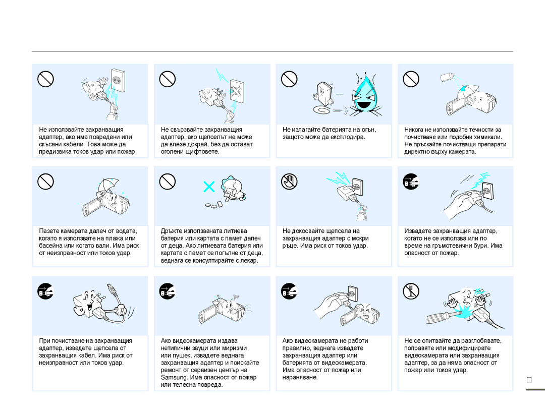 Samsung SMX-F70BP/EDC manual Предпазни мерки по време на използване 