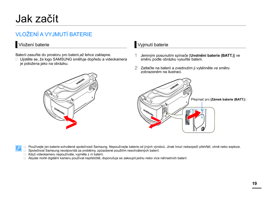 Samsung SMX-F70BP/EDC manual DNDþtW, 2ä1Ë$9-087Ë%$75, 9ORåHQtEDWHULH \MPXWtEDWHULH 