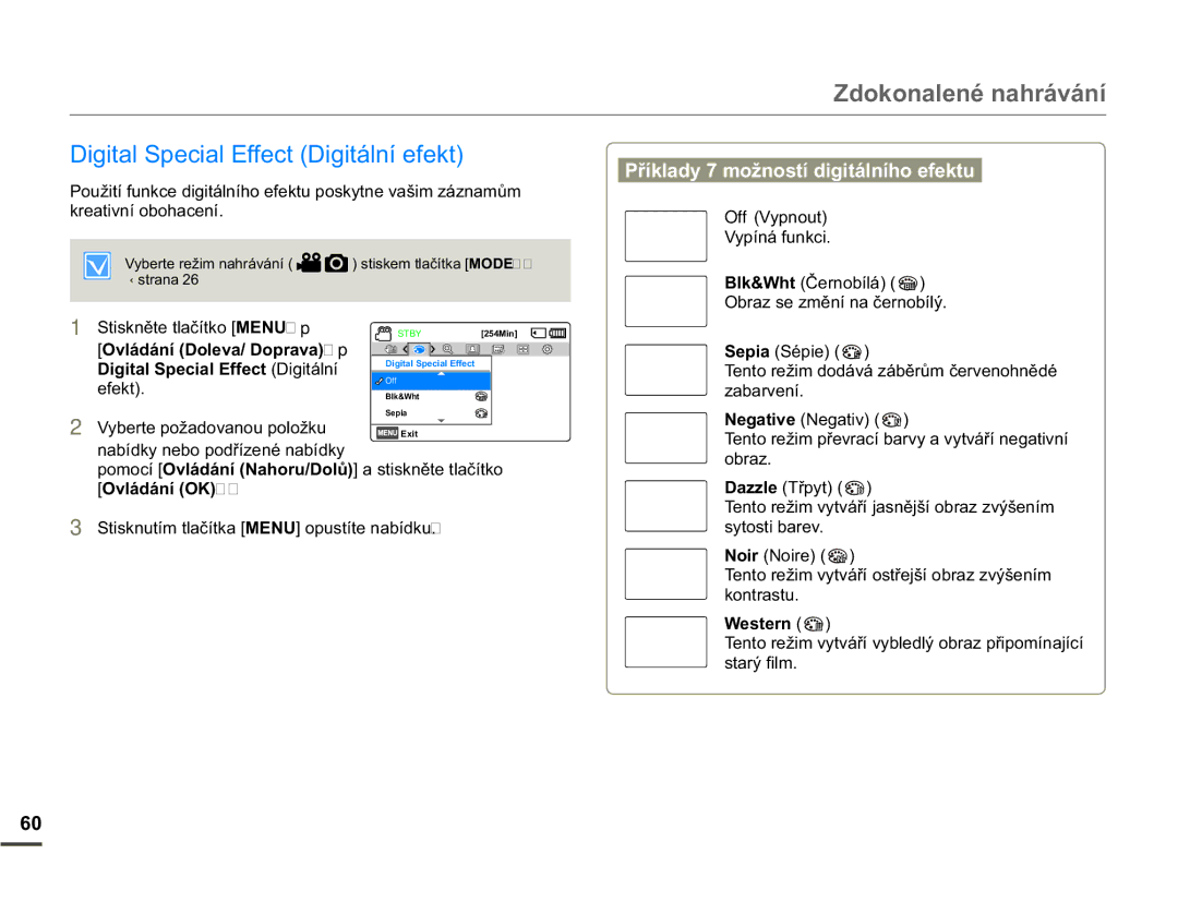 Samsung SMX-F70BP/EDC manual 3ĜtNODG\PRåQRVWtGLJLWiOQtKRHIHNWX, NUHDWLYQtRERKDFHQt, Hihnw, Nrqwudvwx 