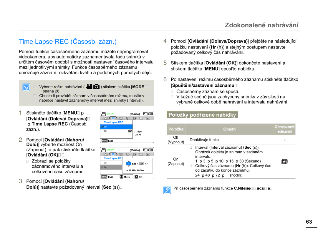 Samsung SMX-F70BP/EDC manual 7LPH/DSVH5&ýDVRVEiQ, 3RPRFt2YOiGiQt 1DKRUX, 2YOiGiQt2., 6SXãWČQtDVWDYHQtiQDPX 