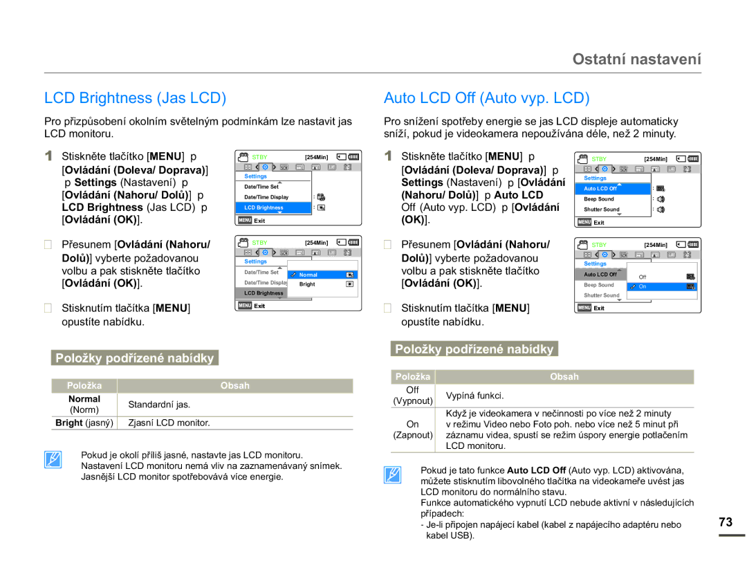 Samsung SMX-F70BP/EDC manual 2VWDWQtQDVWDYHQt, %ULJKWQHVV-DV/&$XWR/&2II$XWRY\S/&, Prqlwrux, 1RUPDO 