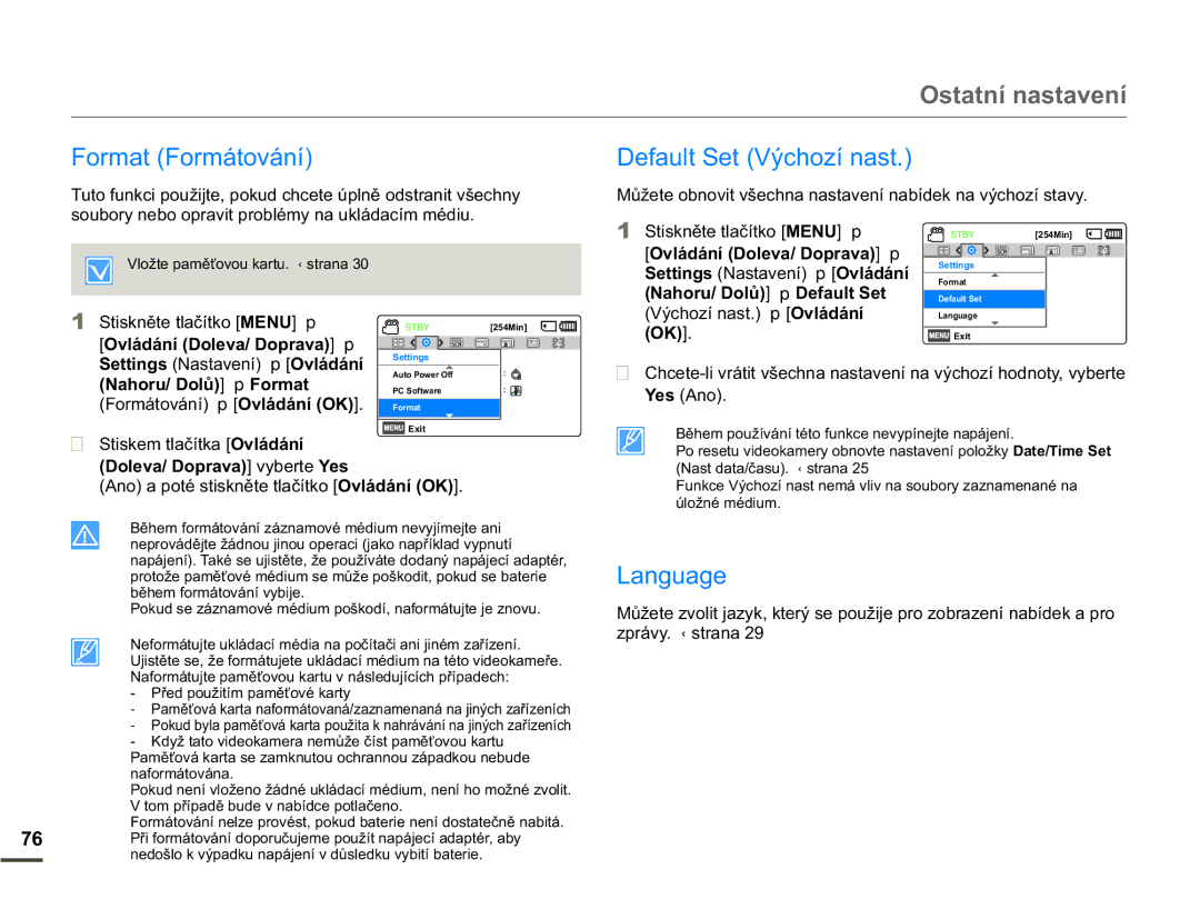 Samsung SMX-F70BP/EDC RUPDWRUPiWRYiQt, HIDXOW6HW9êFKRtQDVW, VRXERU\QHERRSUDYLWSUREOpP\QDXNOiGDFtPPpGLX 