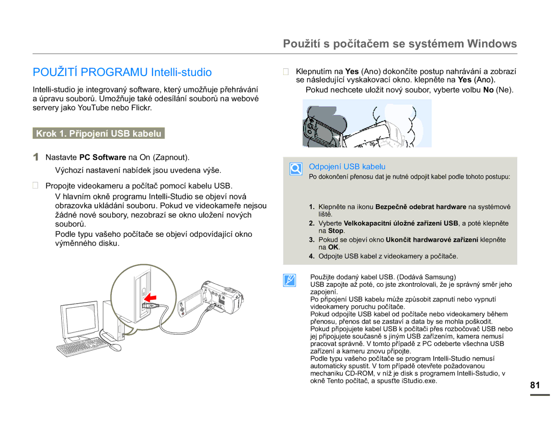 Samsung SMX-F70BP/EDC manual 328ä,7Ë352*5$08,QWHOOLVWXGLR, URN3ĜLSRMHQt86%NDEHOX, VHUYHU\MDNRRX7XEHQHEROLFNU 