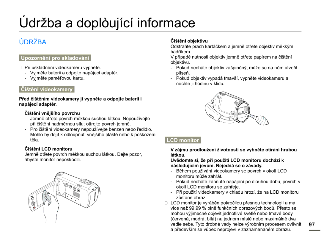 Samsung SMX-F70BP/EDC manual Ò5ä%$, 8SRRUQČQtSURVNODGRYiQt, ÝLãWČQtYLGHRNDPHU 